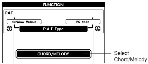 YAMAHA DGX-630 YPG-635 - Select the CHORD/MELODY type. - 2