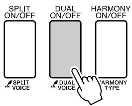 YAMAHA DGX-630 YPG-635 - Press and hold the [DUAL ON/OFF] button for longer than a second. - 1