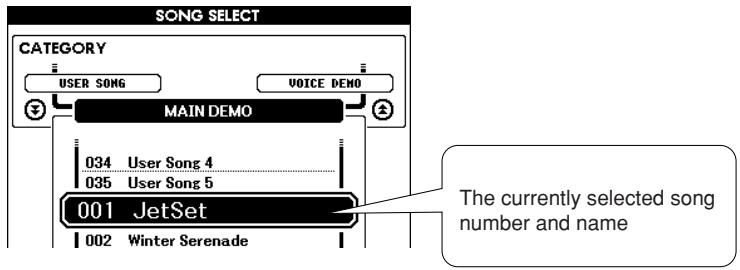 YAMAHA DGX-630 YPG-635 - Press the [SONG] button The song selection display will - 2
