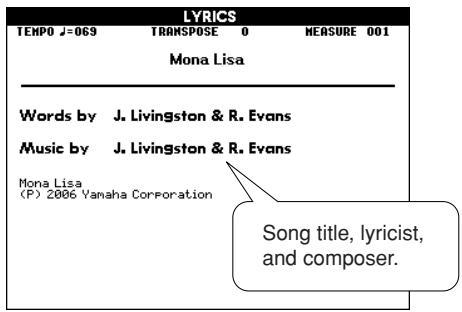 YAMAHA DGX-630 YPG-635 - Press the [LYRICS] button. - 2