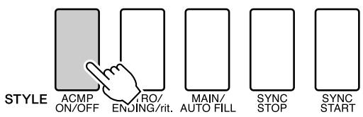YAMAHA DGX-630 YPG-635 - Press the [ACMP ON/OFF] button to turn auto accompaniment on after pressing the [STYLE] button. - 1