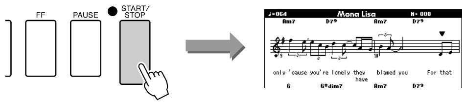 YAMAHA DGX-630 YPG-635 - Press the [START/STOP] button. The song will begin playing. The triangle - 1