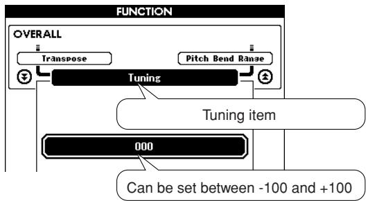 YAMAHA DGX-630 YPG-635 - Use the CATEGORY [▲] and [▼] buttons to select the Tuning item. - 1