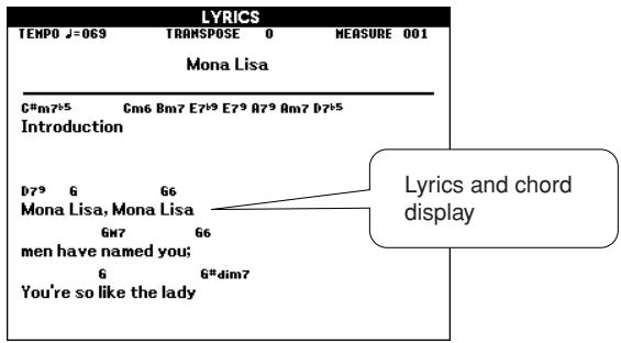 YAMAHA DGX-630 YPG-635 - Press the [START/STOP] button. The song will play back while the lyrics - 4