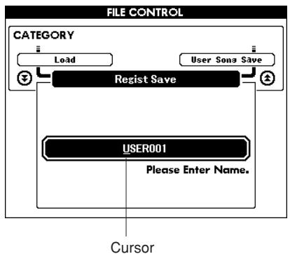 YAMAHA DGX-630 YPG-635 - Press the [EXECUTE] button. A cursor will appear below the first character in the file name. - 2
