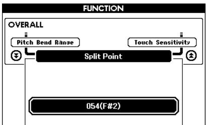 YAMAHA DGX-630 YPG-635 - Use the CATEGORY [▲] and [▼] buttons to select the Split point item. - 2