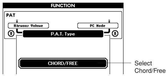 YAMAHA DGX-630 YPG-635 - Select the CHORD/FREE type. - 2