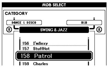 YAMAHA DGX-630 YPG-635 - Select a Music Database. Referring to the list on the pane - 2