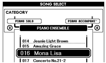 YAMAHA DGX-630 YPG-635 - Select a song for your lesson. Prove the [SONC] button and rotate to - 2
