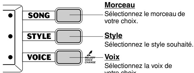 YAMAHA EZ-150 - Pour passer en mode song, style ou voice - 1