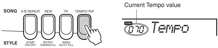YAMAHA EZ-200 - Changing the tempo of the Song/Style - 1