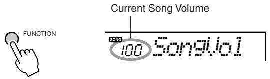 YAMAHA EZ-200 - Press the [FUNCTION] button a number of times until "SongVol" appears. - 1