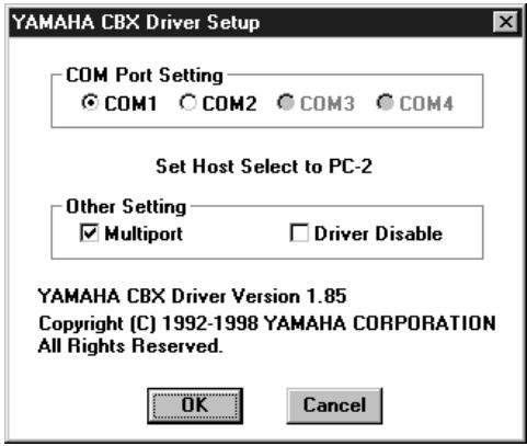 YAMAHA PLG100-XG - Set the Yamaha CBX Driver to Multiport operation. - 1