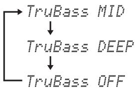 YAMAHA YSP-1000 - Press (●) on the remote control repeatedly to turn on SRS TruBass. - 3