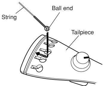 YAMAHA EV-204 - Attach the string to the tailpiece. - 1