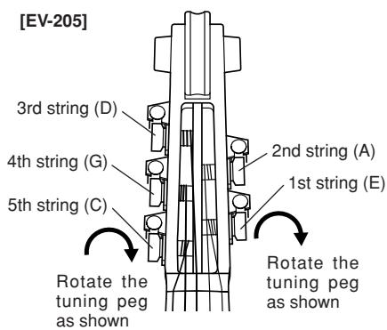 YAMAHA EV-204 - Attach the string to the tailpiece. - 9