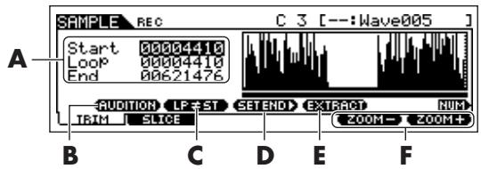 YAMAHA MOTIF ES6 - Edit the sample data in the [F1] TRIM display. - 1