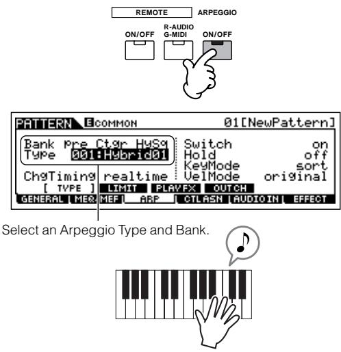 YAMAHA MOTIF ES6 - ■ Recording a rhythm pattern created by Arpeggio playback to a Pattern track - 1