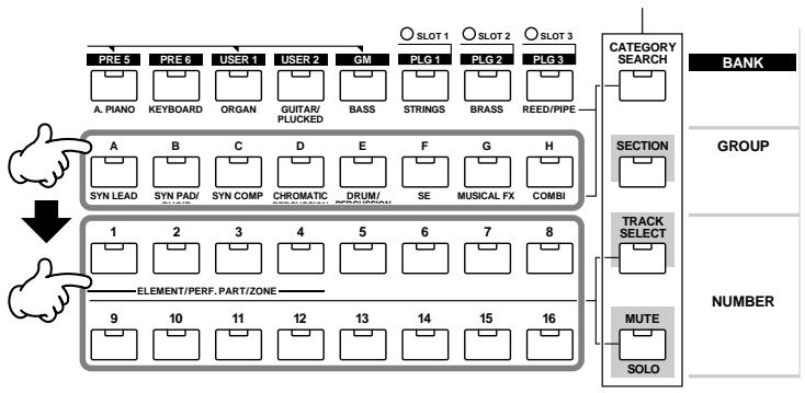 YAMAHA MOTIF ES6 - Using the [GROUP], [NUMBER] buttons - 1