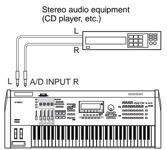 YAMAHA MOTIF ES6 - - Connecting a microphone or other audio equipment to the A/D INPUT jacks (analog input) - 1