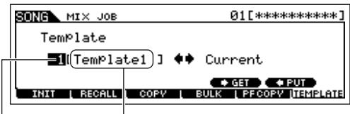 YAMAHA MOTIF ES6 - Move the cursor to the Template number location, then select a Mixing Template. - 1