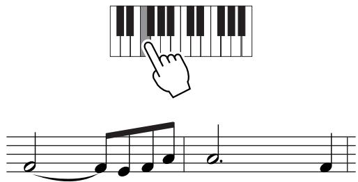 YAMAHA MOTIF ES6 - Enter the last quarter note by pressing and releasing F. - 1