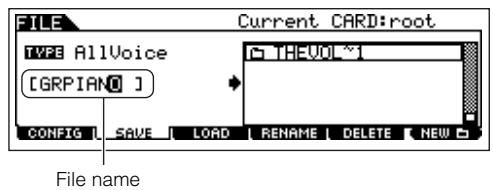 YAMAHA MOTIF ES6 - Input a file name. - 1
