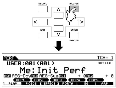 YAMAHA MOTIF ES6 - Press the [INC/YES] button to execute the Store operation. - 1
