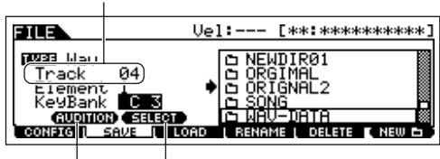 YAMAHA MOTIF ES6 - Set the TYPE parameter to "Wav" or "Aiff," press the [ENTER] button, then select a sample to be saved. - 1