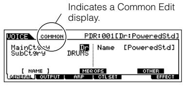 YAMAHA MOTIF ES6 - Calling up the Common Edit display - 1
