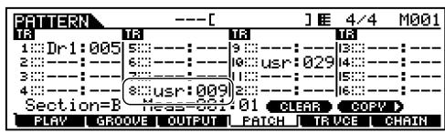 YAMAHA MOTIF ES6 - Select a different track and copy the User Phrase from the another pattern to the selected Pattern's track. - 2