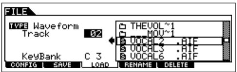 YAMAHA MOTIF ES6 - Select the file (□) to be loaded and specify the destination. - 1