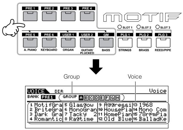 YAMAHA MOTIF ES6 - Select a Normal Voice Bank. - 1