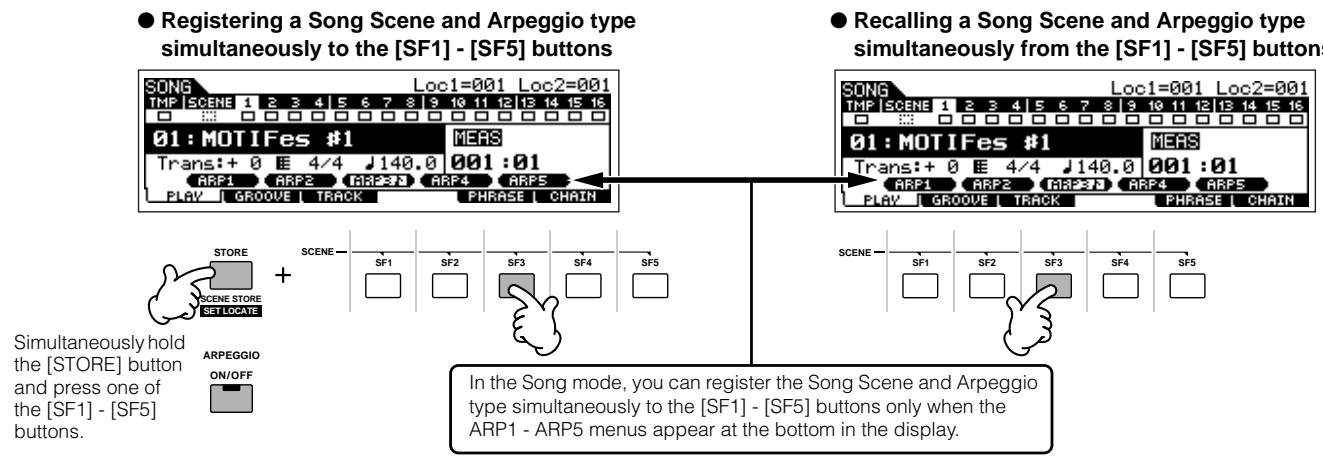 YAMAHA MOTIF ES6 - Registering a Song Scene and Arpeggio type simultaneously to the [SF1] - [SF5] buttons - 1