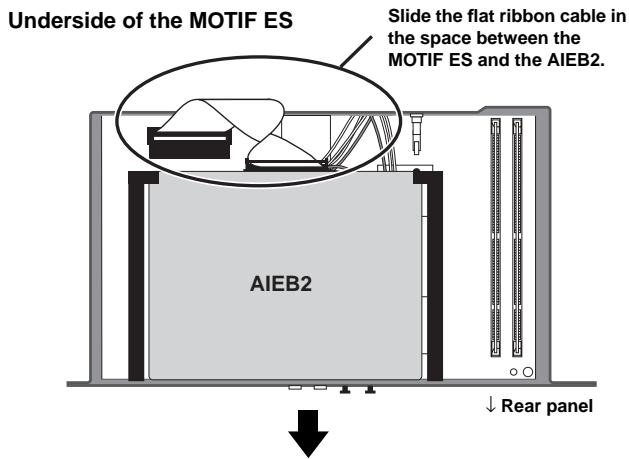 YAMAHA MOTIF ES6 - Let the ribbon cable fall into place between the AIEB2 and the circuit board of the MOTIF ES. - 1
