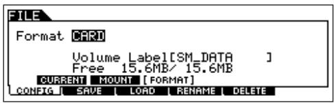 YAMAHA MOTIF ES6 - Press the [F1] CONFIG button, then [SF3] FORMAT button to call up the Format display. - 1
