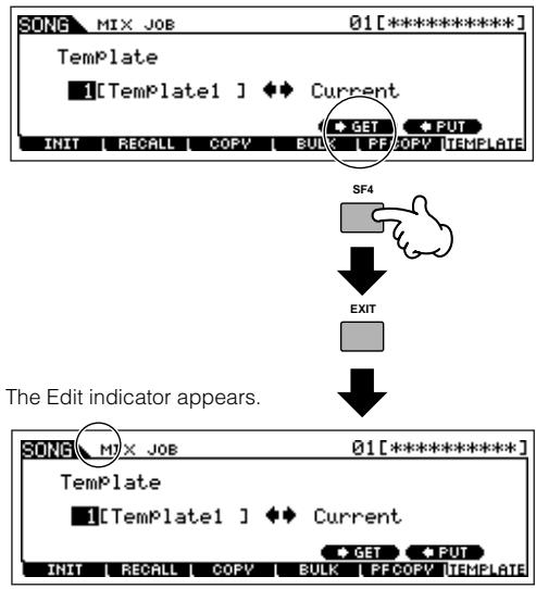 YAMAHA MOTIF ES6 - Press the [SF4] button to actually call up the selected Mixing Template for the current Song. - 1