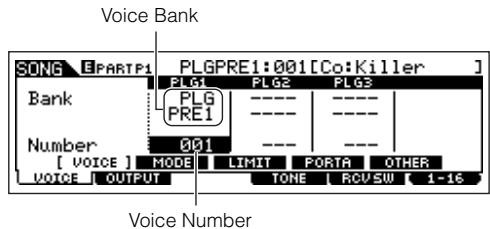 YAMAHA MOTIF ES6 - Select a Voice of the installed Plug-in Board. - 1