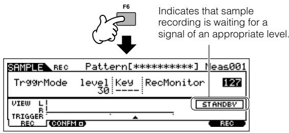 YAMAHA MOTIF ES6 - Press the [F6] REC button again to enable Sampling Trigger Waiting. - 1