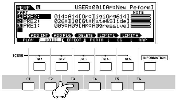 YAMAHA MOTIF ES6 - Press the [F2] VOICE button in the Performance Play mode. - 1