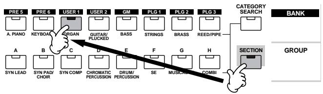 YAMAHA MOTIF ES6 - Select different Sections of the Pattern. - 1