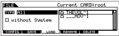 YAMAHA MOTIF ES6 - Select a file type to be loaded. - 1