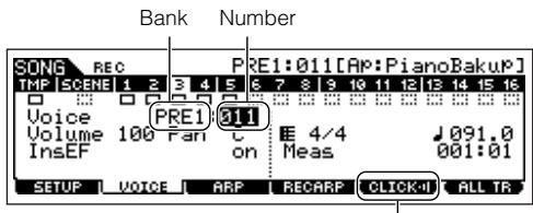 YAMAHA MOTIF ES6 - Set the parameters related to the Voice you wish to use during recording in the [F2] VOICE display. - 1