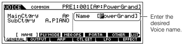 YAMAHA MOTIF ES6 - Name the edited Normal Voice. - 1