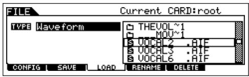 YAMAHA MOTIF ES6 - Select a file type to be loaded. - 1