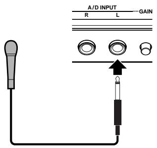 YAMAHA MOTIF ES6 - Connecting a microphone to the A/D INPUT jack - 1