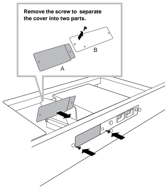 YAMAHA MOTIF ES6 - Separate the cover you removed in step #4 into two parts (A and B shown below), then attach part A to the rear panel of the MOTIF ES, covering the empty space left by the installation of the mLAN16E. - 1