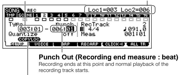 YAMAHA MOTIF ES6 - Punch In (Recording start measure : beat) - 1