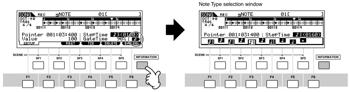 YAMAHA MOTIF ES6 - Selecting a note type - 1