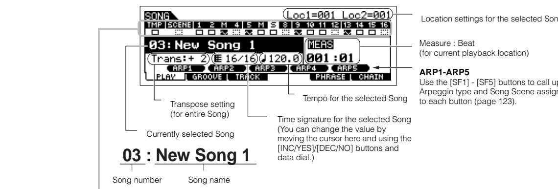 YAMAHA MOTIF ES6 - Parameters in the Song Play mode - 1